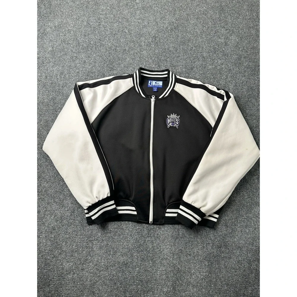 Womens Short Length Jacket Sacramento Kings Black White Zip Up NBA, Size XL - Picture 2 of 11